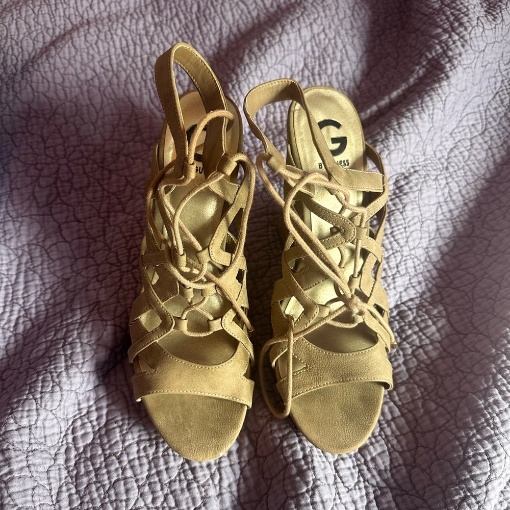 Guess Women's Beige Lace-Up Sandals